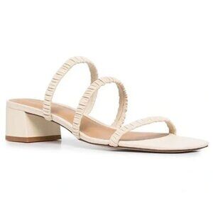 Reformation Leather Block Heel Strappy Sandals 7.5 Bone/Cream